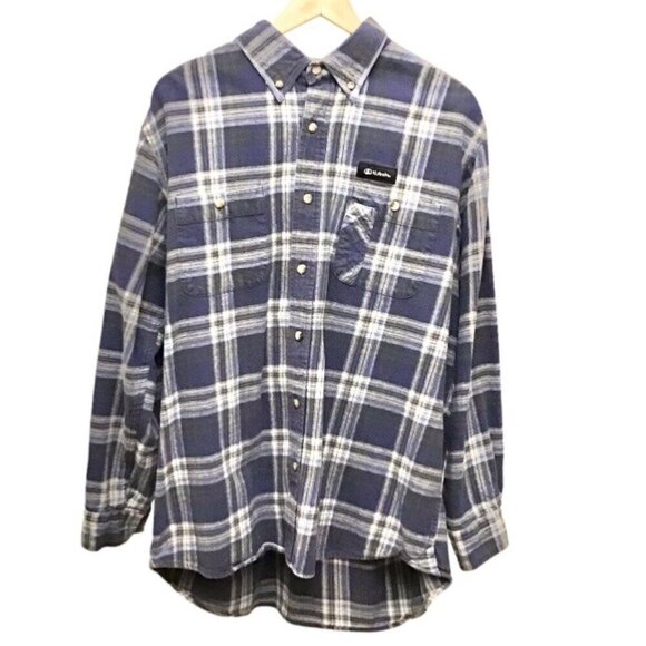 Kubota 2XL Flannel Men’s Long Sleeve Shirt Blue Plaid Button Front Pockets - Picture 1 of 8
